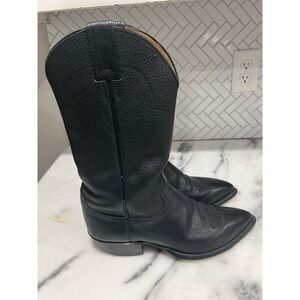 Justin Boots 1339 Black Leather Cowboy Western Boots Men's Size 10D